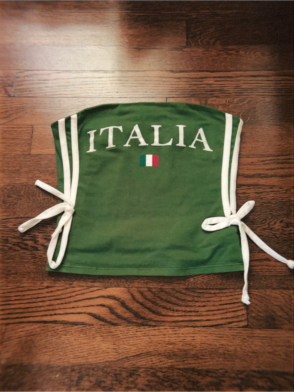 Altar'd State Green Italia Crop Top with White Trim